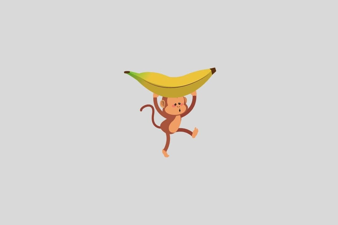 バナナを手に入れたうきうきな猿